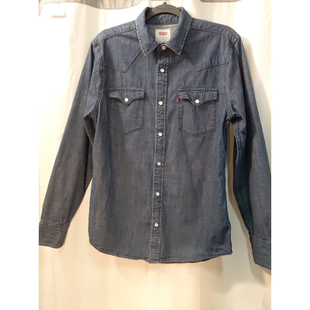 Levi's Denim Pearl Snap Buttons  Sawtooth Western Cowboy Shirt Small